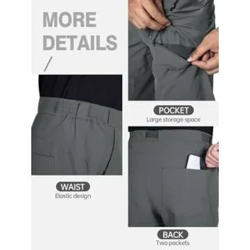 FREE SOLDIER Men's Outdoor Cargo Hiking Pants with Belt Lightweight Waterproof Quick Dry Tactical Pants Nylon Spandex (Dark Gray 32W/30L)