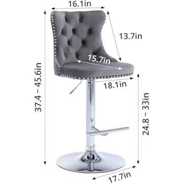 Himusi Swivel Bar Stools Set of 2, Adjustable Velvet Counter Height Barstools with High Back & Nailh...