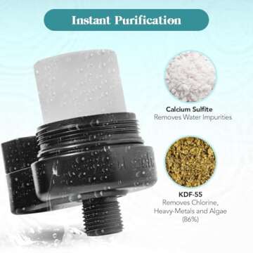 Kitsch Shower Filter Head for Hard Water - Water Softener Shower Head, Improves Hair, Nails & Skin, Removes Chlorine, Heavy Metals & Harmful Substance, Neutralize Odors, Easy Installation - Black