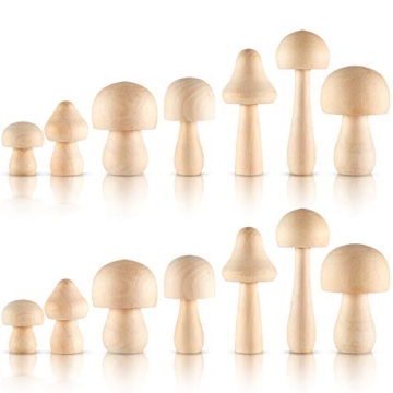 Jetec 15 Piece Wooden Mushroom Set - Perfect for DIY Painting Art Projects and Home Decor