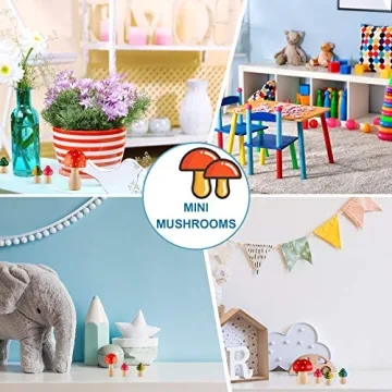 Jetec 15 Pieces Unfinished Wooden Mushrooms for Crafts