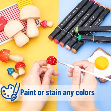 Jetec 15 Pieces Unfinished Wooden Mushrooms for Crafts