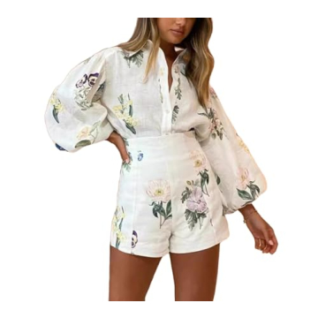 Molilove Women's Hawaiian Lounge Set Stylish Comfortable Outfit