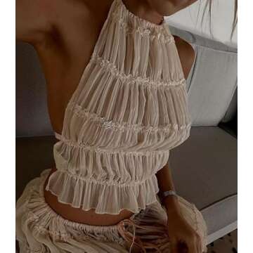 SOOKABEILA Womens 2 Piece Maxi Skirt Set Lace Up Sleeveless Tank Top and Flowy Long Skirt 2024 Summer Beach Outfits