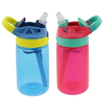 Contigo Kids Autospout Gizmo Water Bottle, 14oz (Nautical Blue/Cherry Blossom) - 2 Pack