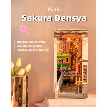 Rolife LED Book Nook Kit-Decorative Bookend Stand-3D Wooden Puzzle for Adults-Bookshelf Insert Bookn...