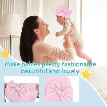 Zando Newborn Baby Girl Hats Soft Beanie Hat with Cute Bow for 0-6 Months Infant Toddler Hospital Kn...