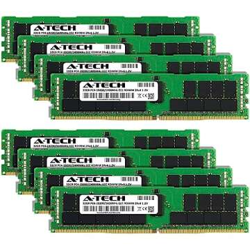 A-Tech 256GB Kit (8x32GB) DDR4 2400MHz PC4-19200 ECC RDIMM 2Rx4 Dual Rank 1.2V ECC Registered DIMM 2...