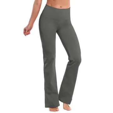 BUBBLELIME 29"/31"/33"/35"/37" 4 Styles Women's High Waist Bootcut Yoga Pants - Basic Nylon_SHADOWCHARCOAL(2) M-35 Inseam