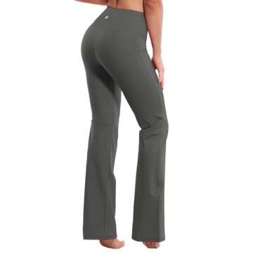 BUBBLELIME 29"/31"/33"/35"/37" 4 Styles Women's High Waist Bootcut Yoga Pants - Basic Nylon_SHADOWCHARCOAL(2) M-35 Inseam