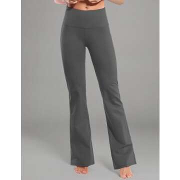 BUBBLELIME 29"/31"/33"/35"/37" 4 Styles Women's High Waist Bootcut Yoga Pants - Basic Nylon_SHADOWCHARCOAL(2) M-35 Inseam