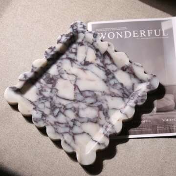 Natural 100% Marble Vanity Tray for Elegant Home Decor
