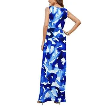 AUSELILY Sleeveless Maxi Dress, Elegant Floral Comfort