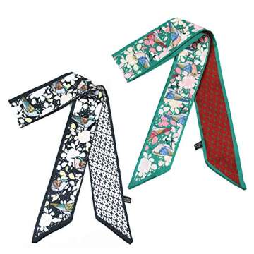 Gudessly Bag Handbag Handle Ribbon Scarf for Package Band Hair Head Neck Neckerchief Silk Scarf Bracele Oil and Ink Painting