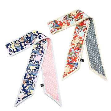 Gudessly Bag Handbag Handle Ribbon Scarf for Package Band Hair Head Neck Neckerchief Silk Scarf Bracele Oil and Ink Painting