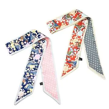 Gudessly Bag Handbag Handle Ribbon Scarf for Package Band Hair Head Neck Neckerchief Silk Scarf Bracele Oil and Ink Painting