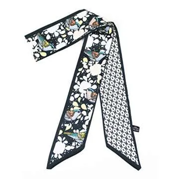 Gudessly Bag Handbag Handle Ribbon Scarf for Package Band Hair Head Neck Neckerchief Silk Scarf Bracele Oil and Ink Painting