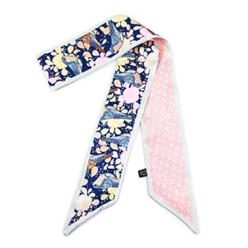 Gudessly Bag Handbag Handle Ribbon Scarf for Package Band Hair Head Neck Neckerchief Silk Scarf Bracele Oil and Ink Painting