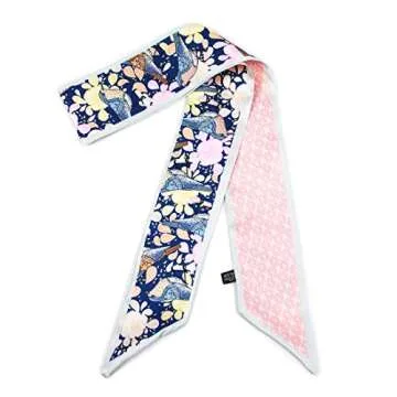 Gudessly Bag Handbag Handle Ribbon Scarf for Package Band Hair Head Neck Neckerchief Silk Scarf Bracele Oil and Ink Painting