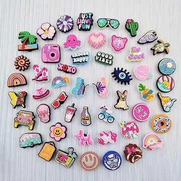JXMADUK 50 Pack Flower Shoe Decorations Charms for Clog Accessories Pins for Girls Women Cute Preppy...