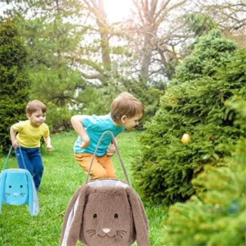 Adjustable Plush Easter Bunny Basket for Egg Hunts