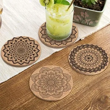 Absorbent Cork Coasters with Holder for Drinks Gift Ideas