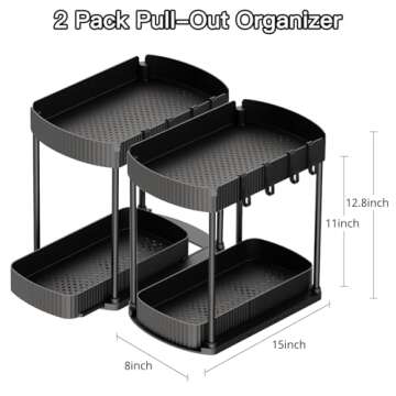 ukeetap 2 Pack Multi-Purpose Pull-Out Storage Organizers, Under Sink Organizers and Storage for Bath...