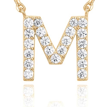 PAVOI 14K Gold Plated CZ Initial Necklace Personalized Jewelry