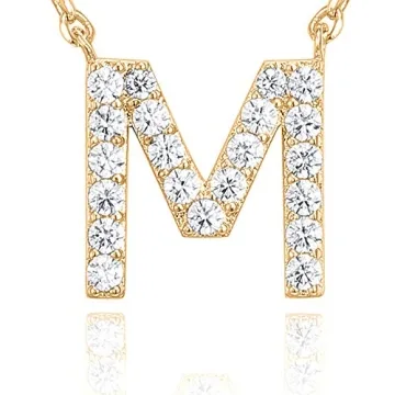 PAVOI 14K Gold Plated CZ Initial Necklace Personalized Jewelry