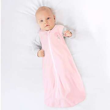 PHF Warm Micro-Fleece Baby Sleep Sack 0-6 Months, Soft Baby Wearable Blanket, 2-Way Zipper Sleeping Bags, 2 Pack Comfy Sleeping Sack for Infant Newborn Girls, Small Size, White&Pink