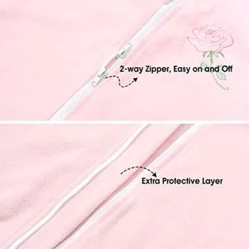 PHF Warm Micro-Fleece Baby Sleep Sack 0-6 Months, Soft Baby Wearable Blanket, 2-Way Zipper Sleeping Bags, 2 Pack Comfy Sleeping Sack for Infant Newborn Girls, Small Size, White&Pink