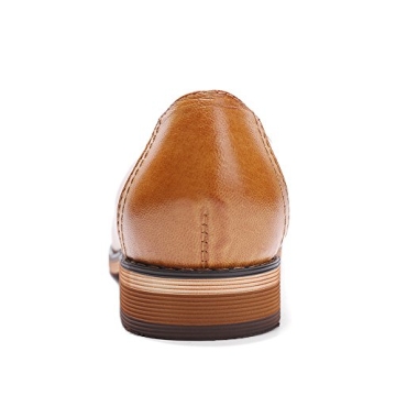 Mona flying Women's Leather Tassel Loafer Dress Casual Slip on Flat Office Work Shoes for Ladies Brown