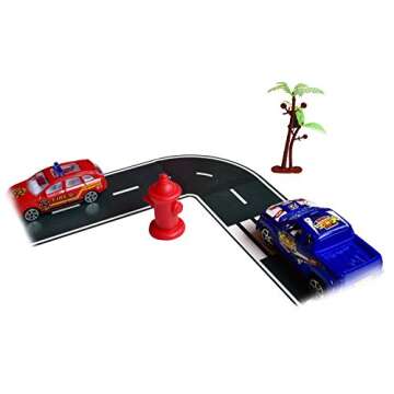 Fun Road Tape for Toy Cars, 2 Rolls of 33’x2.4”, Bonus 100 Die Cut Traffic Sign Stickers and 4 Curves, Perfect to Keep Your Kids Away from Screens, Develop Their Imagination and Memory, Play and Learn