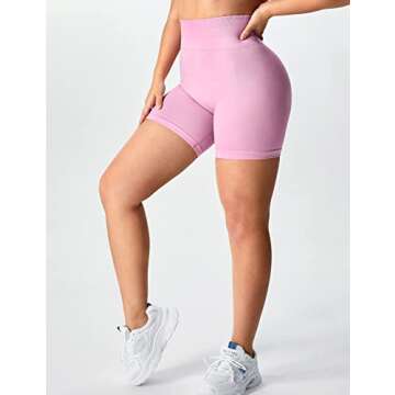 YEOREO Women Amplify Scrunch Workout Shorts Bright Summer Colors Not Squat Proof Intensify Running Gym Yoga Seamless Shorts Bloom XS
