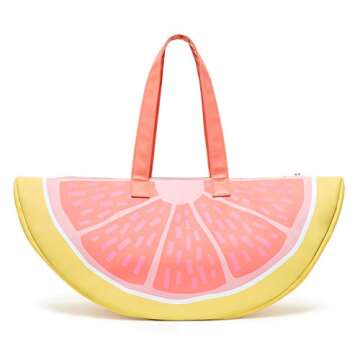 ban.do Super Chill Insulated Soft Cooler Bag with Zip Closure and 24" Handles, Grapefruit
