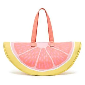 ban.do Super Chill Insulated Soft Cooler Bag with Zip Closure and 24" Handles, Grapefruit