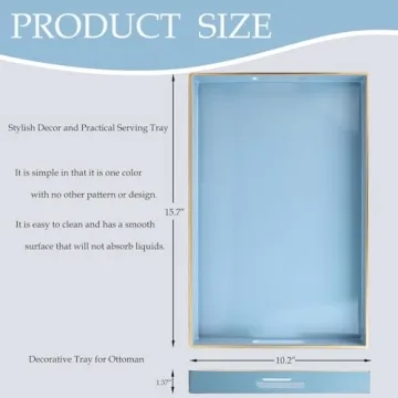 Spsyrine Blue Decorative Serving Tray for Home Decor