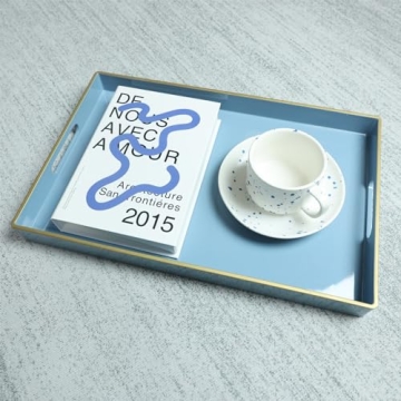 Spsyrine Blue Decorative Serving Tray for Home Decor