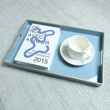 Spsyrine Blue Decorative Serving Tray for Home Decor