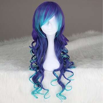 Miss U Hair Mermaid Costume Wig Long Curly Gradient Ombre Blue Purple Party Cosplay Wig Halloween