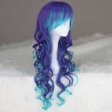 Miss U Hair Mermaid Costume Wig Long Curly Gradient Ombre Blue Purple Party Cosplay Wig Halloween