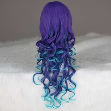 Miss U Hair Mermaid Costume Wig Long Curly Gradient Ombre Blue Purple Party Cosplay Wig Halloween