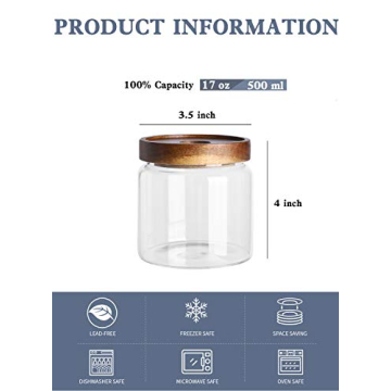 Kanwone Glass Storage Jars Set - Airtight Kitchen Containers
