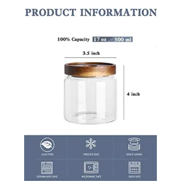 Kanwone Glass Storage Jars Set - Airtight Kitchen Containers