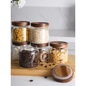 Kanwone Glass Storage Jars Set - Airtight Kitchen Containers