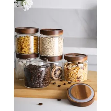 Kanwone Glass Storage Jars Set - Airtight Kitchen Containers