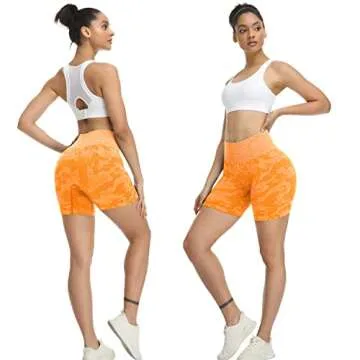 VOYJOY Shorts for Women Seamless Workout Athletic Shorts Gym Shorts Women High Waist Yoga Camo Running Shorts