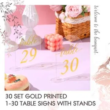 Vicenpal 30 Sets Acrylic Table Signs for Events