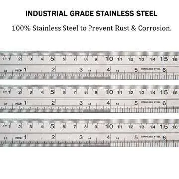 ZZTX Classic Stainless Steel Ruler Set - 12 Inch Premium Measuring Tool - 6 Pack
