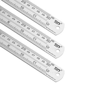ZZTX Classic Ruler 12 Inch Stainless Steel Ruler High Quality Straight Edge Metal Rulers for Measuring Tool 6 Pack Set